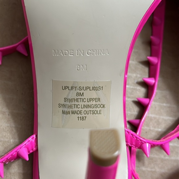 Steve Madden Uplift Lace Up Heel Sandal Barbie Pink Spike Womens Size 8 Like New - Picture 6 of 10